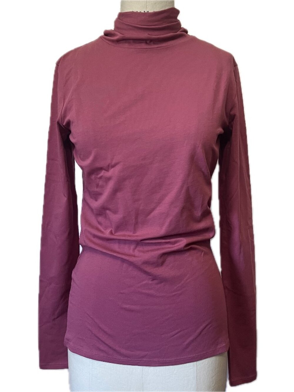 Peruvian Connection Extreme T-Neck Small Raspberry Turtleneck Pima Cotton